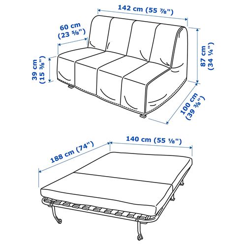 IKEA - LYCKSELE MURBO, 2'li yataklı kanepe, vansbro koyu gri