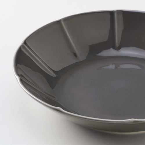 IKEA - STRIMMIG, deep plate set, grey, 23 cm