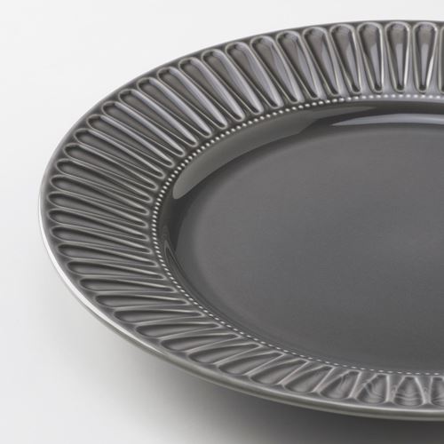 IKEA - STRIMMIG, plate set, grey, 27 cm