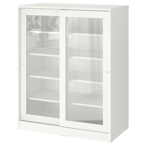 IKEA - SYVDE, sliding door-cabinet, white, 100x123 cm