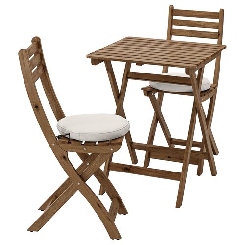 IKEA - ASKHOLMEN, foldable table and foldable chair set, light brown