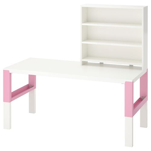 IKEA - PAHL, çocuk çalışma masası, beyaz-pembe, 128x58 cm