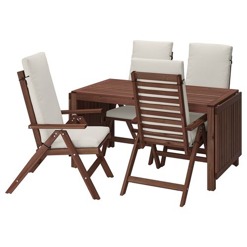 IKEA - APPLARÖ, kanatlı yemek masası ve ayarlanabilir sandalye seti, kahverengi