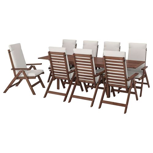 IKEA - APPLARÖ, drop-leaf dining table and reclining chair set, brown