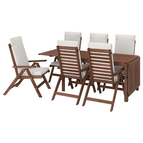 IKEA - APPLARÖ, drop-leaf dining table and reclining chair set, brown