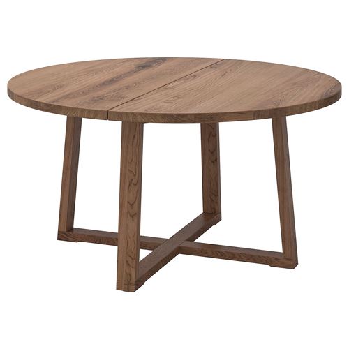 IKEA - MÖRBYLANGA, round dining table, oak veneer brown stained, seats 6