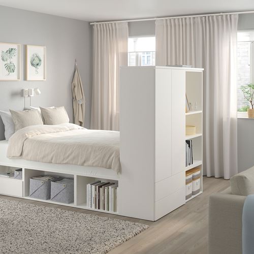IKEA - PLATSA/FONNES, double bed base, white, 140x200
