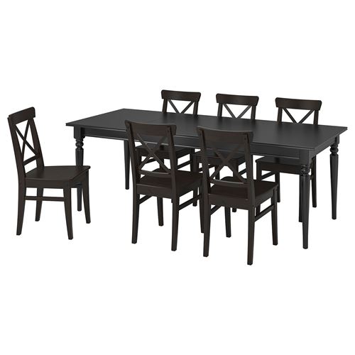 IKEA - INGATORP/INGOLF, dining set, black, 6 chairs