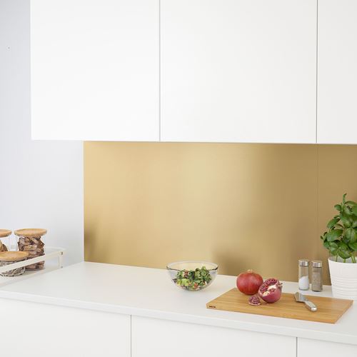 IKEA - LYSEKIL, two-sided wall panel, double sided brass-colour/stainless steel colour, 119,6x55 cm