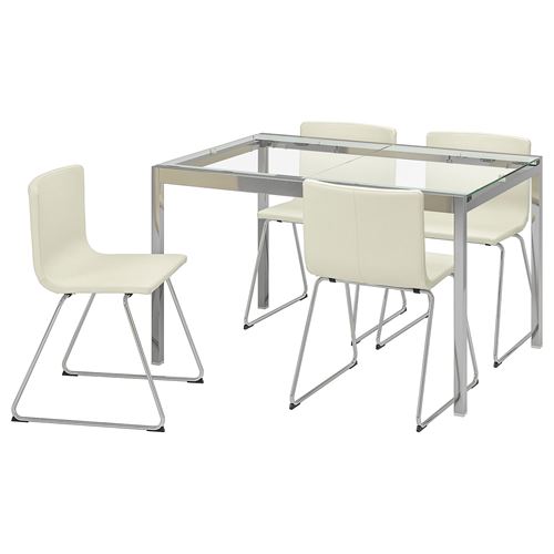 IKEA - GLIVARP/BERNHARD, yemek masası takımı, beyaz, 4 sandalyeli