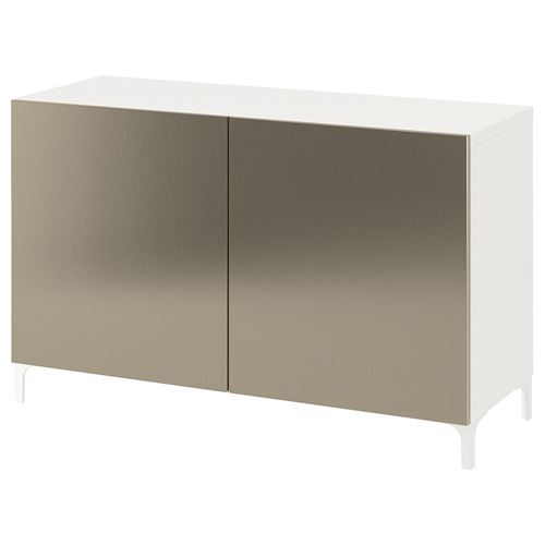 IKEA - BESTA, dolap kombinasyonu, beyaz-açık bronz görünümlü, 120x42x74 cm