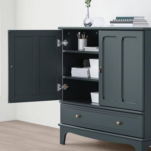 IKEA - LOMMARP, cabinet with doors, dark blue/green, 102x101 cm