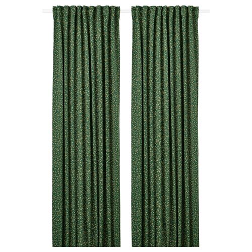 IKEA - BLABARSMOTT, blackout curtain, 1 pair, green, 145x300 cm