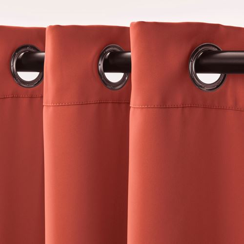 IKEA - HILLEBORG, blackout curtain, 1 pair, brown-red, 145x300 cm