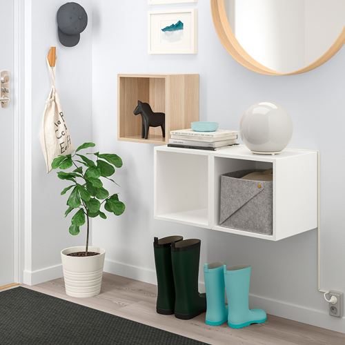 IKEA - EKET, Wall-mounted cabinet combination, white stained oak effect/white, 105x35x70 cm