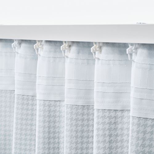 IKEA - ORDENSFLY, background curtain, 1 pair, white/green, 145x300 cm