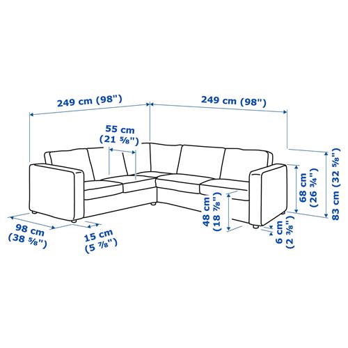 IKEA - VIMLE, 4'lü köşe kanepe, hallarp bej