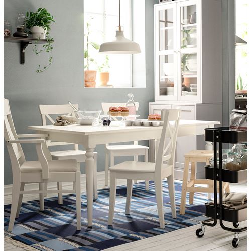 IKEA - INGATORP/INGOLF, yemek masası takımı, beyaz, 6 sandalyeli