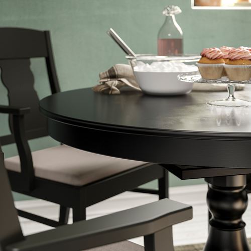 IKEA - INGATORP, round dining table, black, seats 4-6