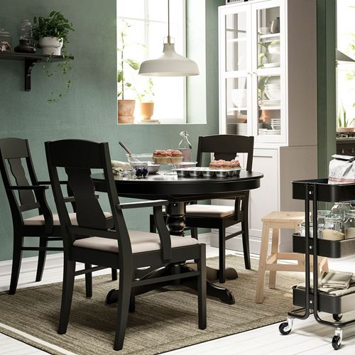 IKEA - INGATORP, round dining table, black, seats 4-6