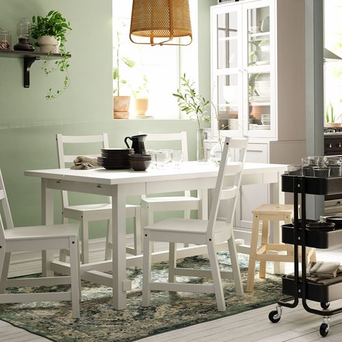 IKEA - NORDVIKEN, dining set, white, 4 chairs