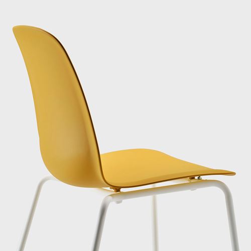 IKEA - LEIFARNE, plastic chair, white- dark yellow