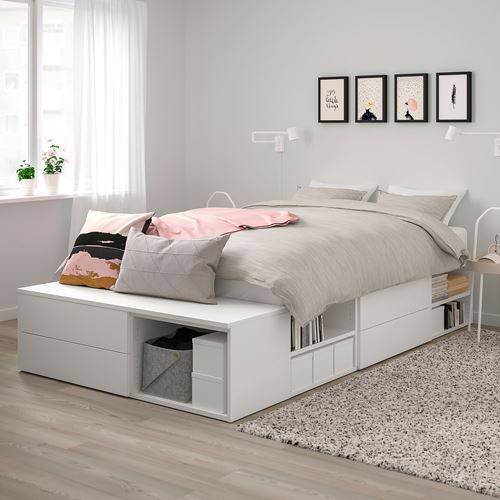 IKEA - PLATSA, çift kişilik baza, beyaz, 142x244x43 cm