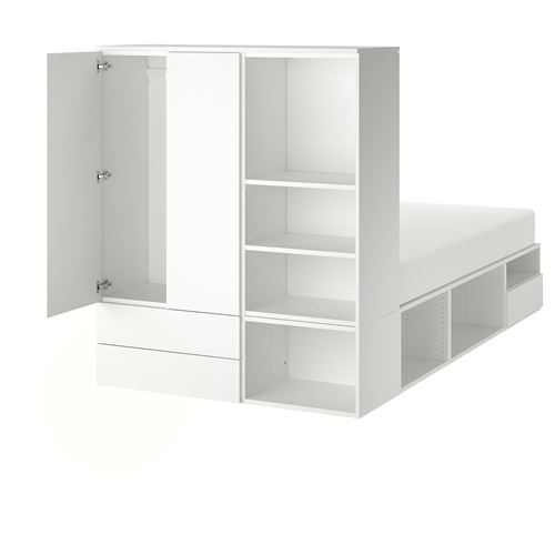 IKEA - PLATSA/FONNES, double bed base, white, 140x200
