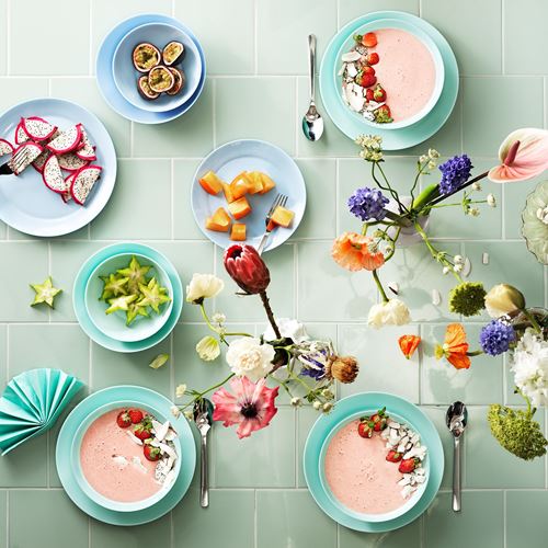 IKEA - BESEGRA, glass bowl set, light turquoise, 16 cm