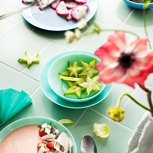 IKEA - BESEGRA, glass bowl set, light turquoise, 16 cm