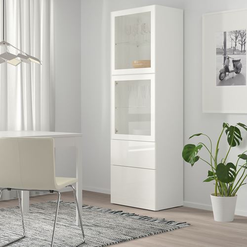 IKEA - BESTA, iskelet, beyaz, 60x40x192 cm