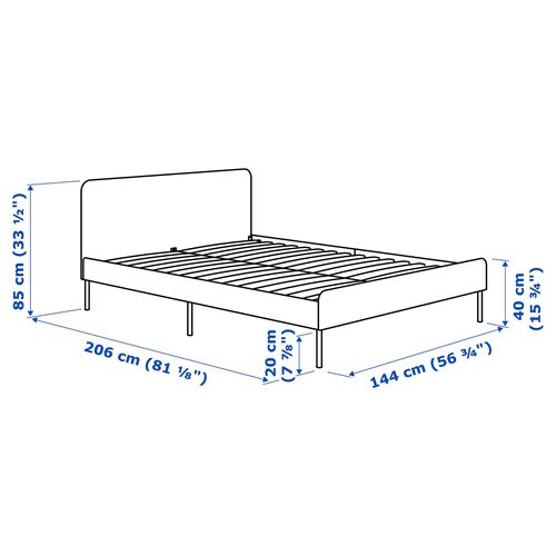 IKEA - SLATTUM, double bed, knisa light grey, 140x200 cm