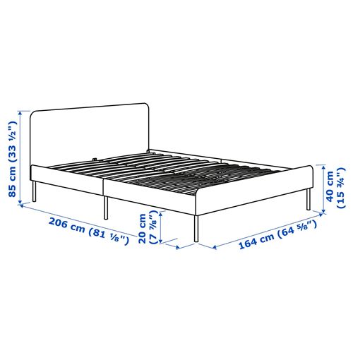 IKEA - SLATTUM, double bed, knisa light grey, 160x200 cm