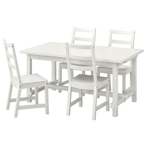 IKEA - NORDVIKEN, yemek masası takımı, beyaz, 4 sandalyeli