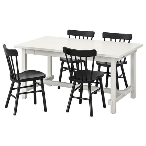 IKEA - NORDVIKEN/NORRARYD, dining set, white/black, 4 chairs