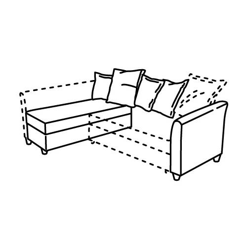 IKEA - HOLMSUND, bazalı yataklı köşe kanepe iskeleti, renksiz