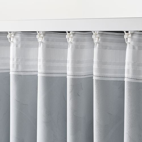 IKEA - ROSENMOTT, karartma perde/2 kanat, siyah-çiçek desenli, 145x300 cm