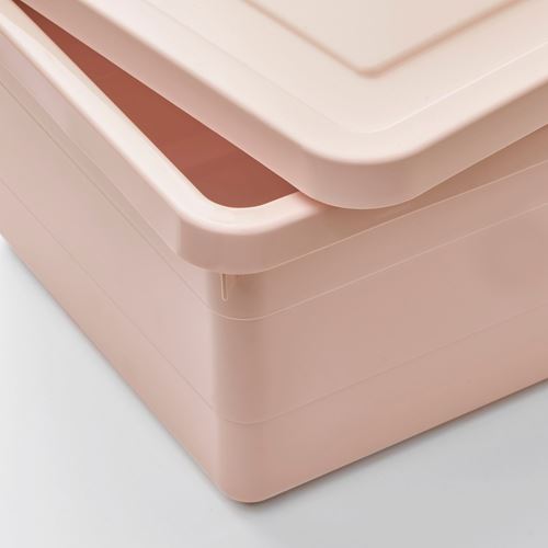 IKEA - SOCKERBIT, box with lid, pink, 38x25x15 cm