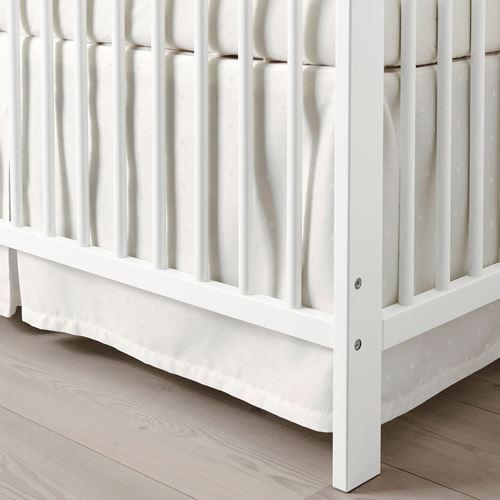 IKEA - LENAST, cot skirt, white, 60x120 cm