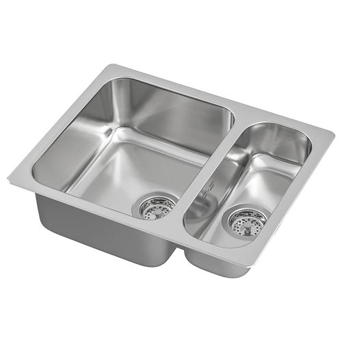 IKEA - HILLESJÖN/LILLVIKEN, 1,5 bowl insert sink, stainless steel, 58x46 cm