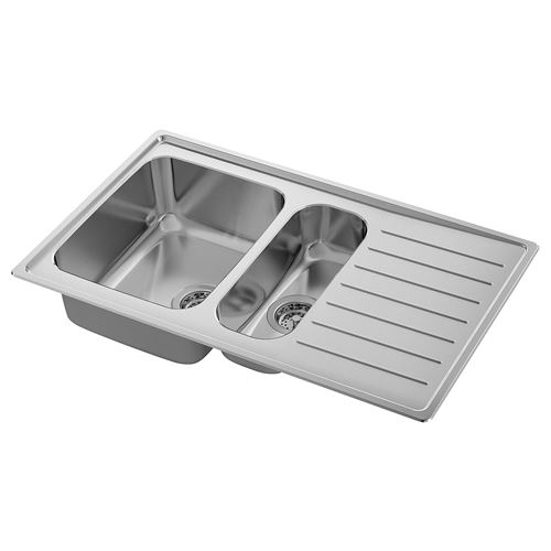 IKEA - VATTUDALEN/LILLVIKEN, 1,5 bowl insert sink with drainer, stainless steel, 88x53 cm