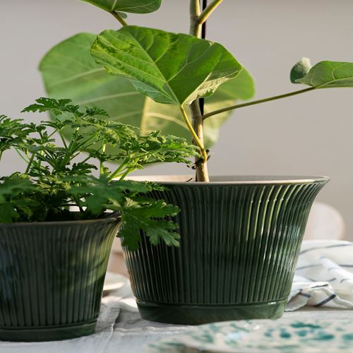 IKEA - KAMOMILL, stoneware plant pot, green, 19 cm