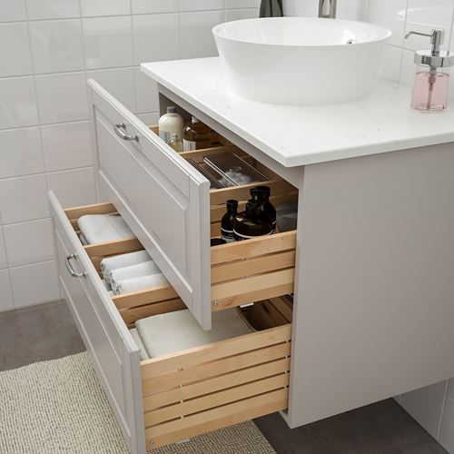 IKEA - GODMORGON/TOLKEN/KATTEVIK, banyo mobilyası seti, açık gri, 82 cm