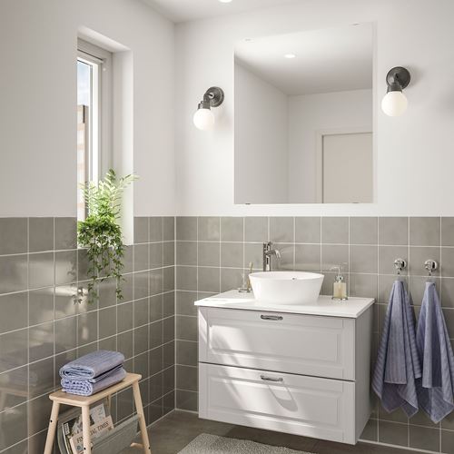 IKEA - GODMORGON/TOLKEN/KATTEVIK, banyo mobilyası seti, açık gri, 82 cm