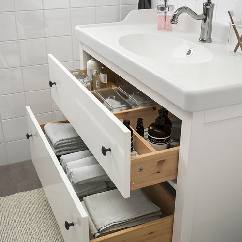 IKEA - HEMNES/RATTVIKEN/TOFTBYN, banyo mobilyası seti, beyaz, 102 cm