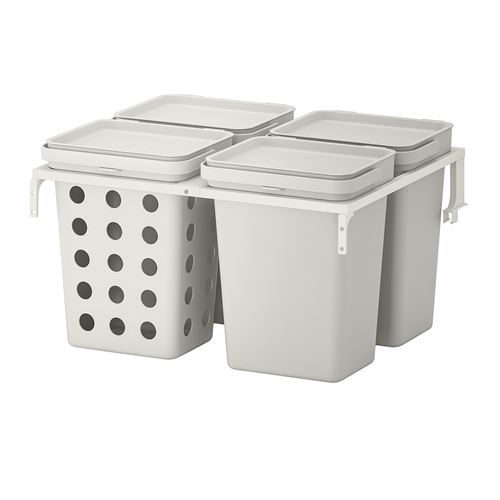 IKEA - HALLBAR, waste sorting solution, white/light grey, 40 l