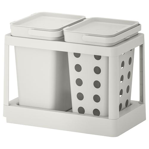 IKEA - HALLBAR, waste sorting solution, white/light grey, 20 l