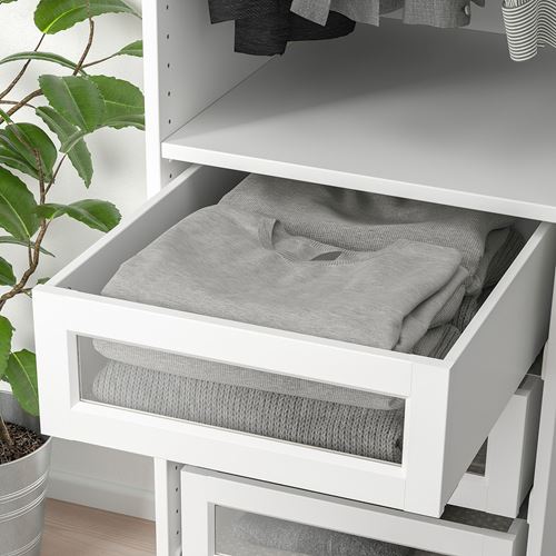 IKEA - KOMPLEMENT, drawer with framed glass front, white, 50x58 cm