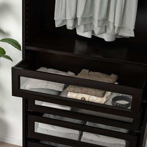 IKEA - KOMPLEMENT, drawer with framed glass front, blackbrown, 75x35 cm
