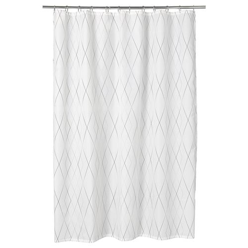 IKEA - BASTSJÖN, shower curtain, white-grey-beige, 180x200 cm